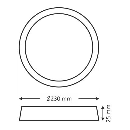 Plafonieră LED 18 W, 230 V, 3000/4000/6500 K, Ø 23 cm, alb