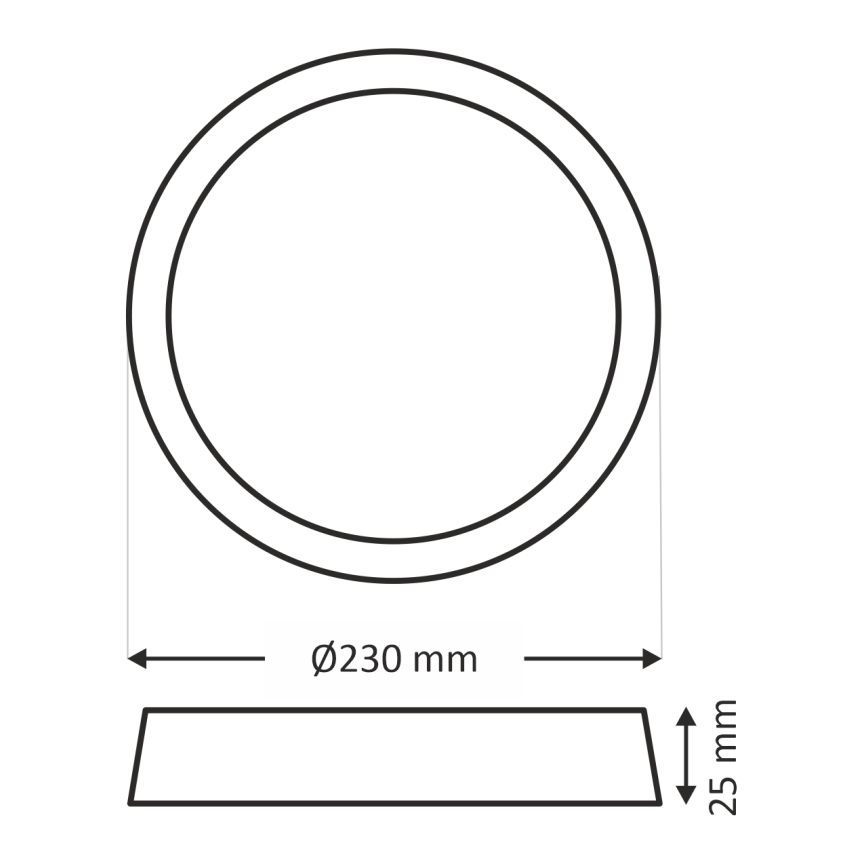 Plafonieră LED 18 W, 230 V, 3000/4000/6500 K, Ø 23 cm, alb
