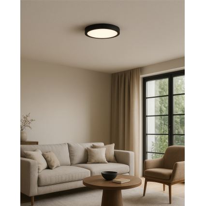 Plafonieră LED/18W/230V 3000/4000/6500K Ø 23 cm negru