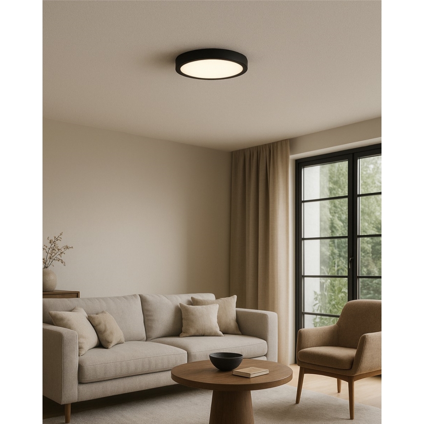 Plafonieră LED/18W/230V 3000/4000/6500K Ø 23 cm negru