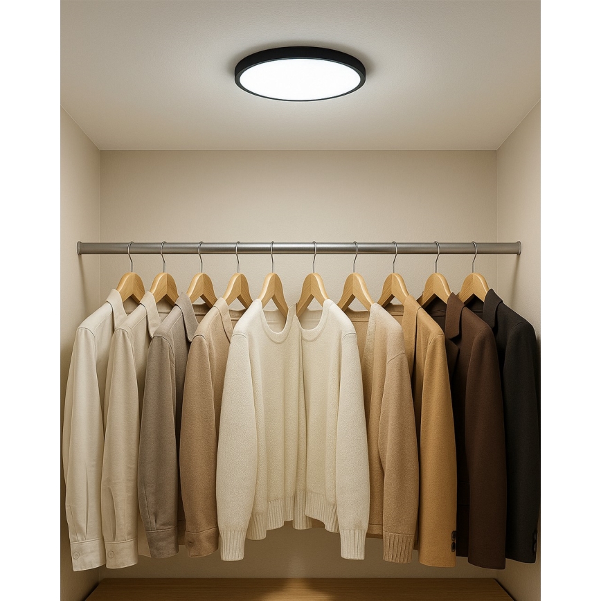 Plafonieră LED/18W/230V 3000/4000/6500K Ø 23 cm negru