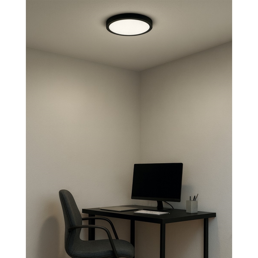 Plafonieră LED/18W/230V 3000/4000/6500K Ø 23 cm negru