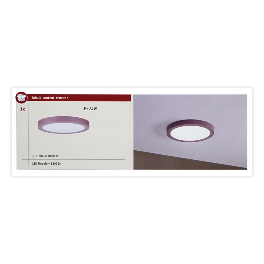 Plafonieră LED/22W ABIA 230V mov Paulmann 70989