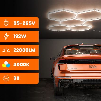 Plafonieră LED HEXAGON LED/240W/85-265V 4000K 298x209 cm CRI 90 IP44 alb