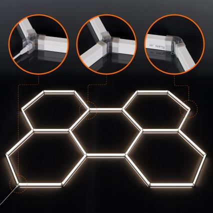 Plafonieră LED HEXAGON LED/240W/85-265V 4000K 298x209 cm CRI 90 IP44 alb