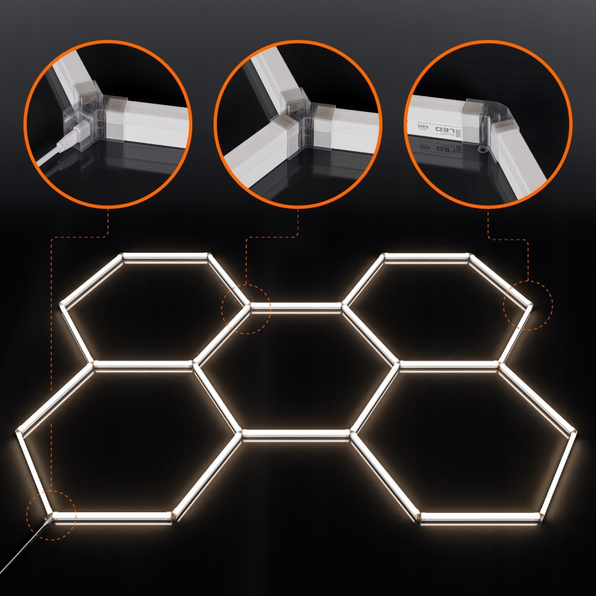 Plafonieră LED HEXAGON LED/240W/85-265V 4000K 298x209 cm CRI 90 IP44 alb