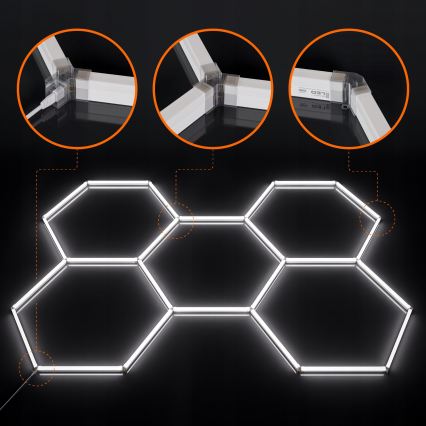 Plafonieră LED HEXAGON 240W, 85-265V, 6500K, 298x209 cm, CRI 90, IP44, alb