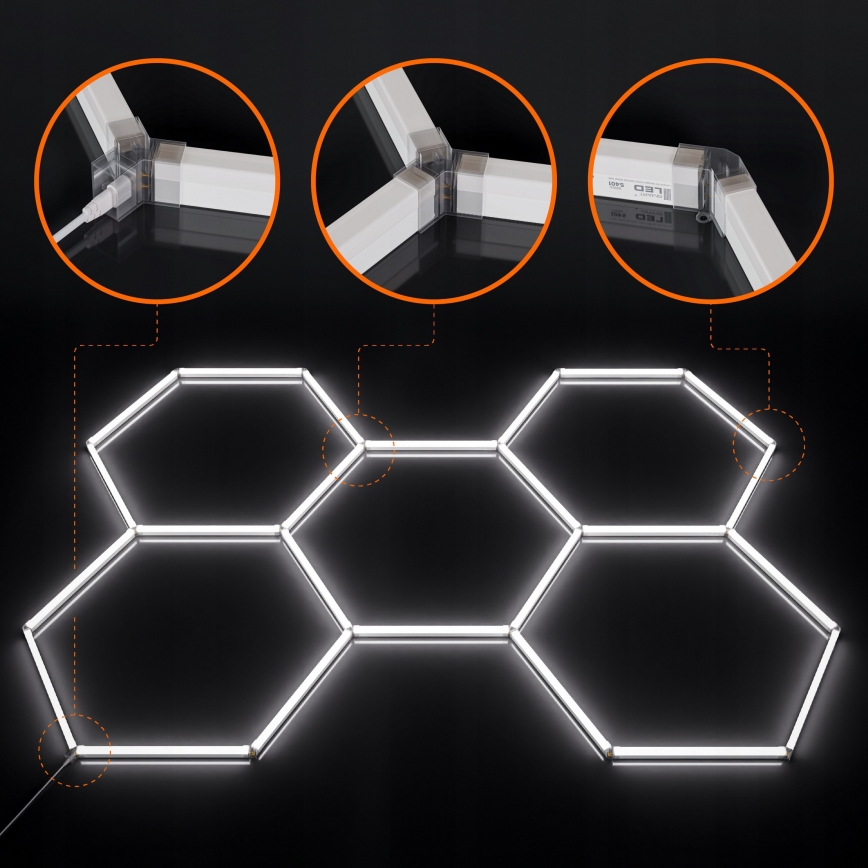 Plafonieră LED HEXAGON 240W, 85-265V, 6500K, 298x209 cm, CRI 90, IP44, alb