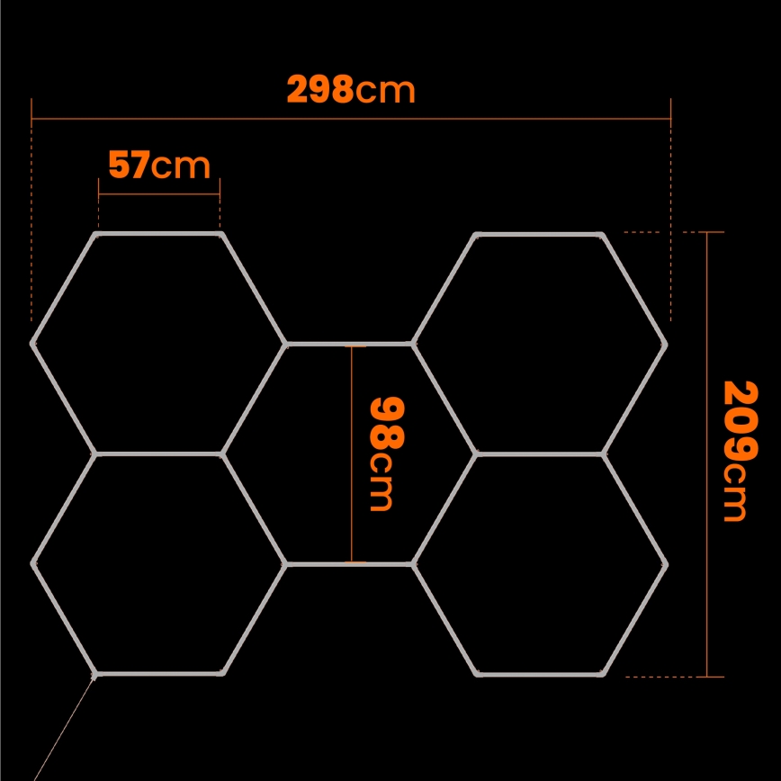 Plafonieră LED HEXAGON 240W, 85-265V, 6500K, 298x209 cm, CRI 90, IP44, alb