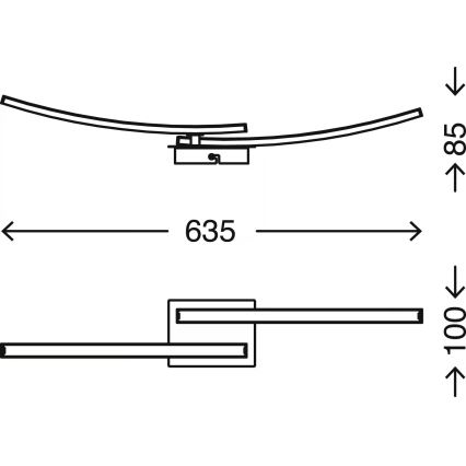Plafonieră LED 2x 6W, 230V, 3000K, crom mat