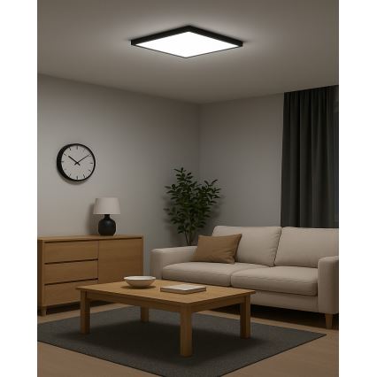 Plafonieră LED, 32 W, 230 V, 3000/4000/6500 K, 40 x 40 cm, negru