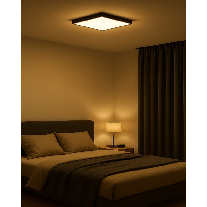 Plafonieră LED, 32 W, 230 V, 3000/4000/6500 K, 40 x 40 cm, negru