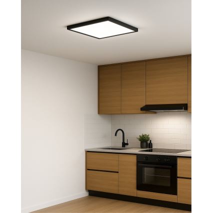 Plafonieră LED, 32 W, 230 V, 3000/4000/6500 K, 40 x 40 cm, negru