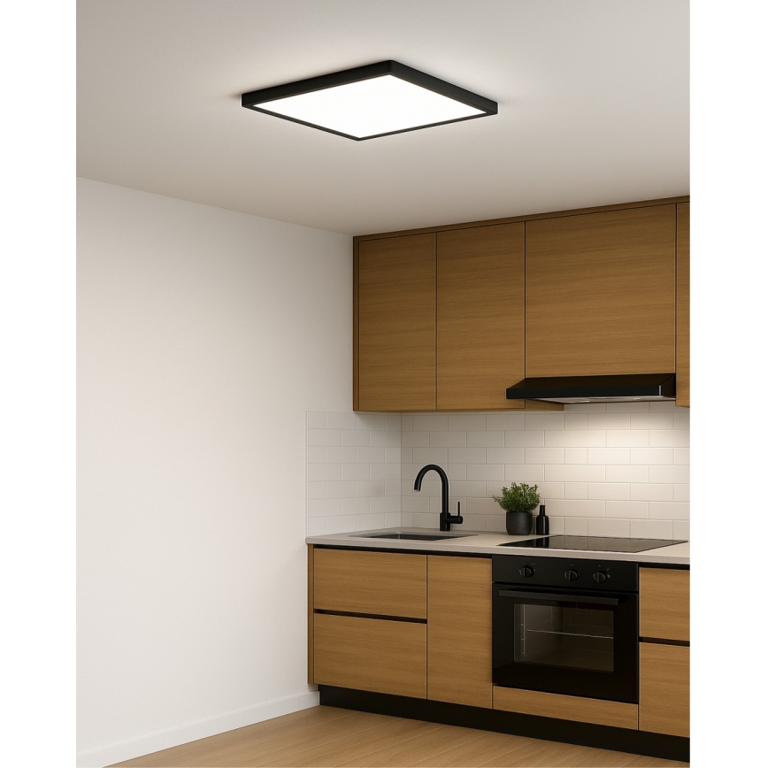 Plafonieră LED, 32 W, 230 V, 3000/4000/6500 K, 40 x 40 cm, negru