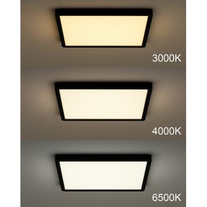 Plafonieră LED, 32 W, 230 V, 3000/4000/6500 K, 40 x 40 cm, negru