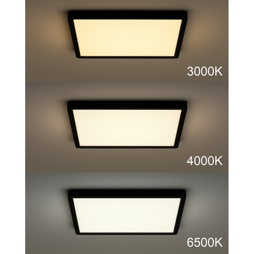 Plafonieră LED, 32 W, 230 V, 3000/4000/6500 K, 40 x 40 cm, negru