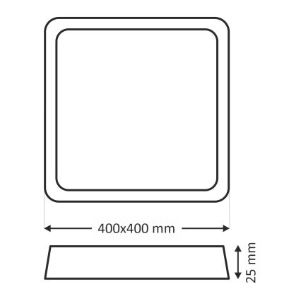 Plafonieră LED, 32 W, 230 V, 3000/4000/6500 K, 40 x 40 cm, negru