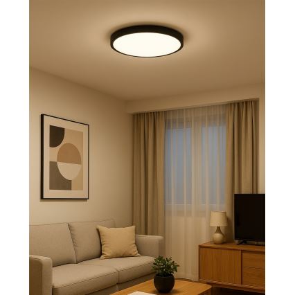 Plafonieră LED 32 W, 230 V, 3000/4000/6500 K, Ø 40 cm, neagră