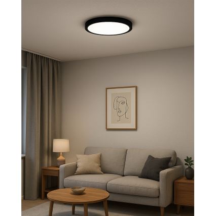 Plafonieră LED 32 W, 230 V, 3000/4000/6500 K, Ø 40 cm, neagră