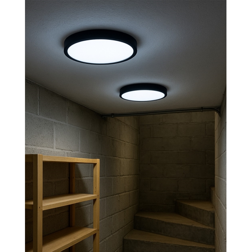 Plafonieră LED 32 W, 230 V, 3000/4000/6500 K, Ø 40 cm, neagră