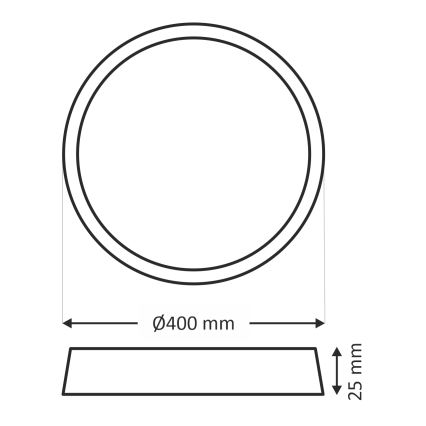 Plafonieră LED 32 W, 230 V, 3000/4000/6500 K, Ø 40 cm, neagră