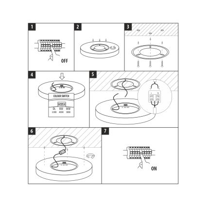 Plafonieră LED 32 W, 230 V, 3000/4000/6500 K, Ø 40 cm, neagră