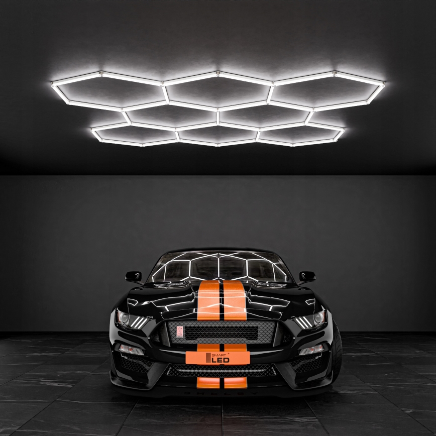 Plafonieră LED HEXAGON, 350W, 85-265V, 4000K, 313x298 cm, CRI 90, IP54, albă
