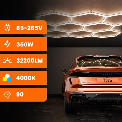 Plafonieră LED HEXAGON, 350W, 85-265V, 4000K, 313x298 cm, CRI 90, IP54, albă