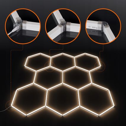 Plafonieră LED HEXAGON, 350W, 85-265V, 4000K, 313x298 cm, CRI 90, IP54, albă