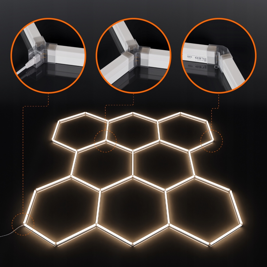 Plafonieră LED HEXAGON, 350W, 85-265V, 4000K, 313x298 cm, CRI 90, IP54, albă