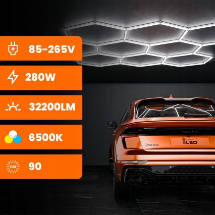 Plafonieră LED HEXAGON, 350W, 85-265V, 6500K, 313x298 cm, CRI 90, IP44, albă