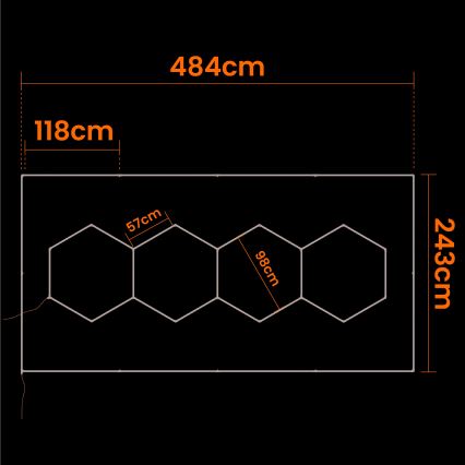 Plafonieră LED HEXAGON, 384 W, 85-265 V, 4000 K, 484 x 243 cm, CRI 90, IP54, albă