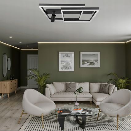 Plafonieră LED 38W/230V + 1x GU10/30W, neagră