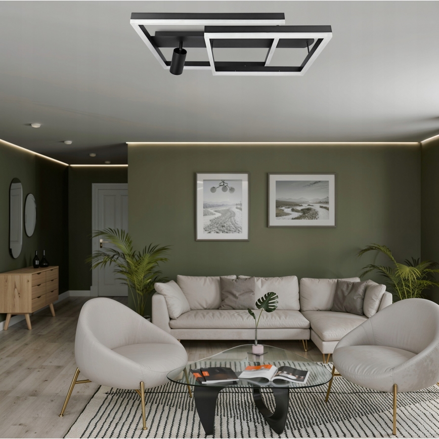 Plafonieră LED 38W/230V + 1x GU10/30W, neagră