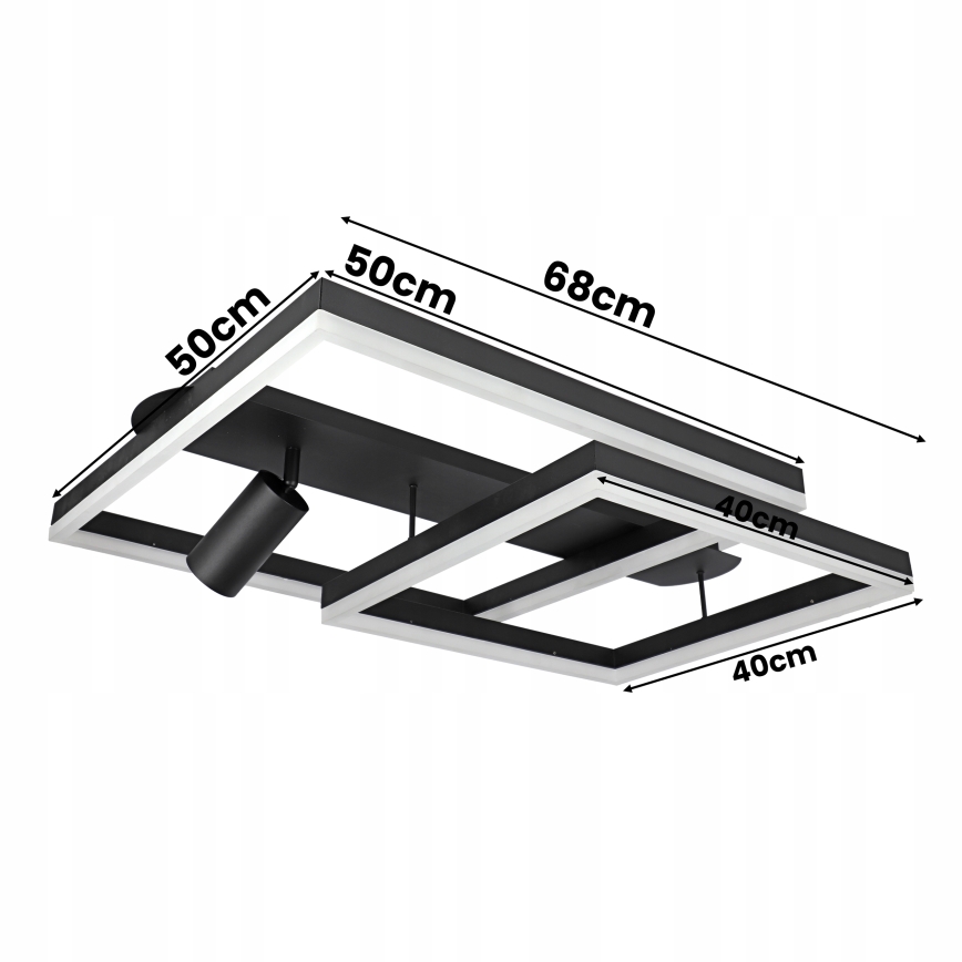 Plafonieră LED 38W/230V + 1x GU10/30W, neagră