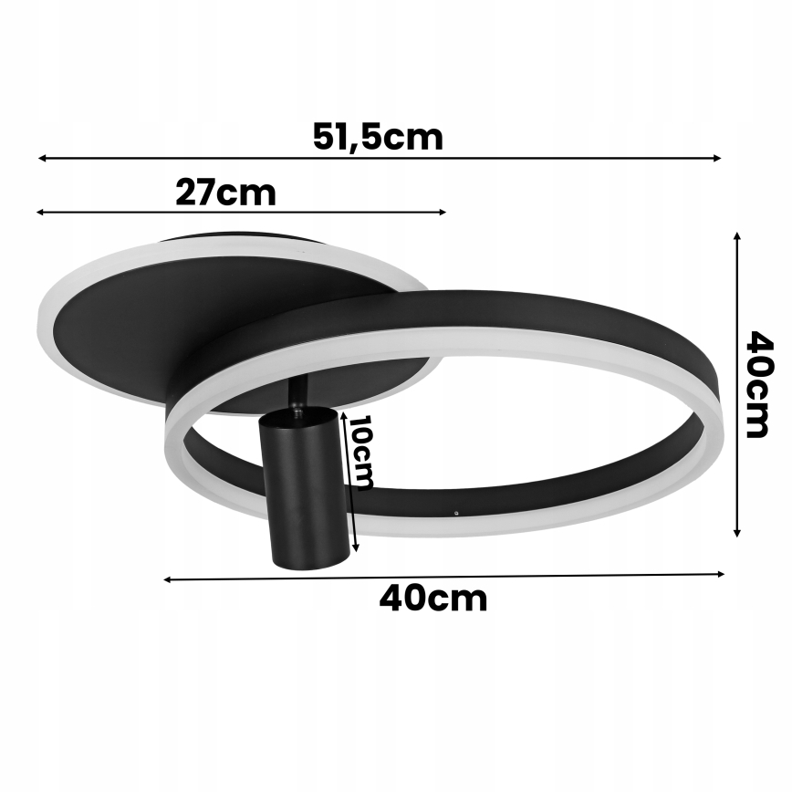 Plafonieră LED/38W/230V + 1xGU10/30W neagră