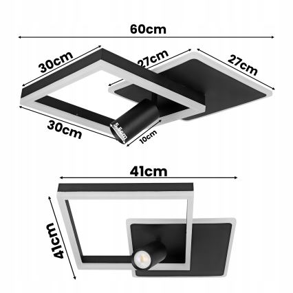 Plafonieră LED/38W/230V + 1xGU10/30W neagră