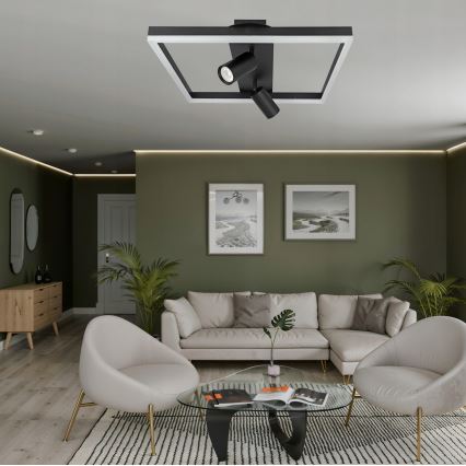 Plafonieră LED 38W/230V + 2x GU10/30W, neagră