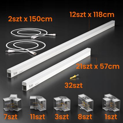 Plafonieră LED HEXAGON, 426W, 85-265V, 6500K, 484x243 cm, CRI 90, IP44, albă