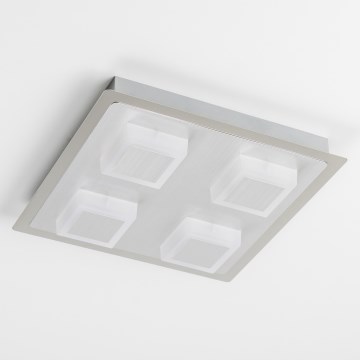 Plafonieră LED 4x5W, 230V, 3000K, 28x28 cm, crom mat
