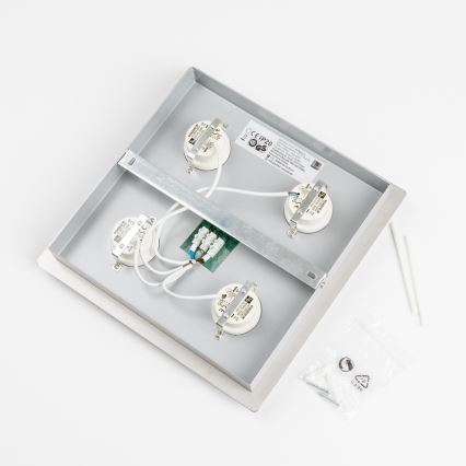 Plafonieră LED 4x5W, 230V, 3000K, 28x28 cm, crom mat