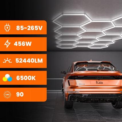 Plafonieră LED HEXAGON/570W/85-265V 6500K 522x298 cm CRI 90 IP44 albă