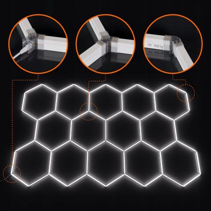 Plafonieră LED HEXAGON/570W/85-265V 6500K 522x298 cm CRI 90 IP44 albă
