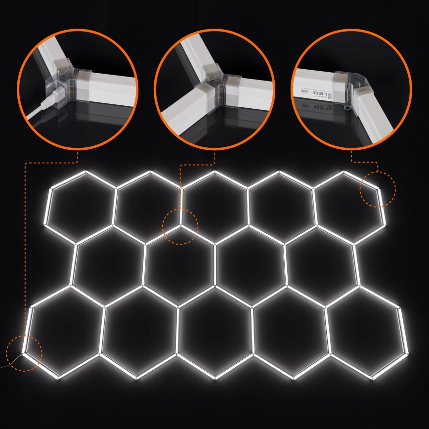 Plafonieră LED HEXAGON/570W/85-265V 6500K 522x298 cm CRI 90 IP44 albă