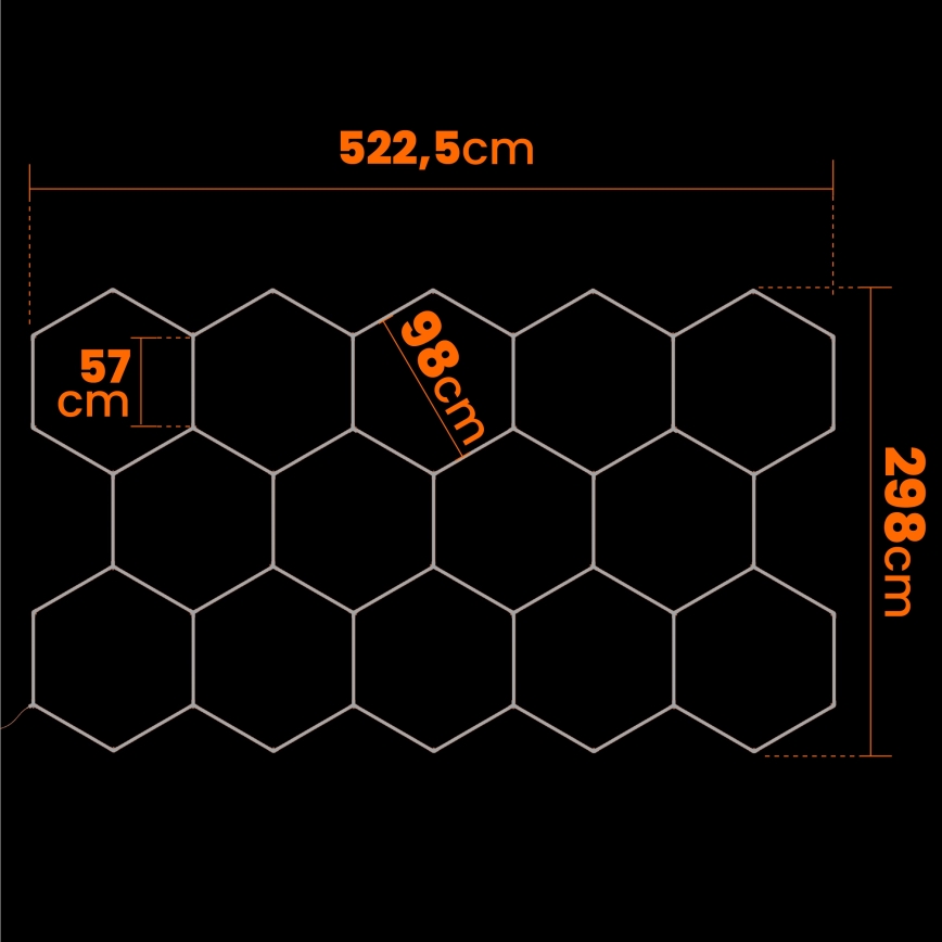 Plafonieră LED HEXAGON/570W/85-265V 6500K 522x298 cm CRI 90 IP44 albă