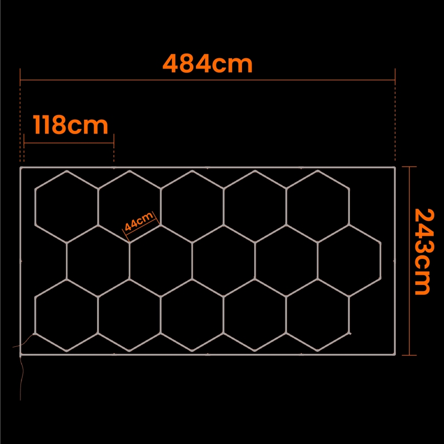 LED Plafonieră HEXAGON LED/696W/85-265V 6500K 484x243 cm CRI 90 IP44 alb