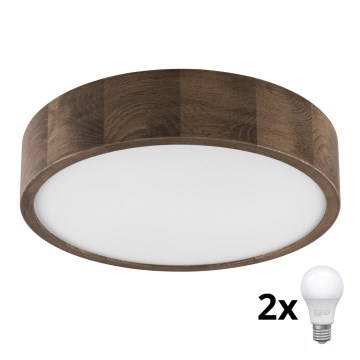 Plafonieră LED Brilagi CARVALHO 2xE27/60W/230V stejar nuc d. 37 cm