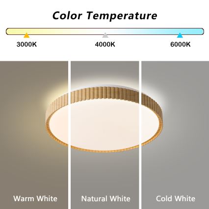 Brilagi - Plafonieră LED dimabilă CORVO LED/72W/230V 3000-6000K decor lemn Ø 50 cm + telecomandă