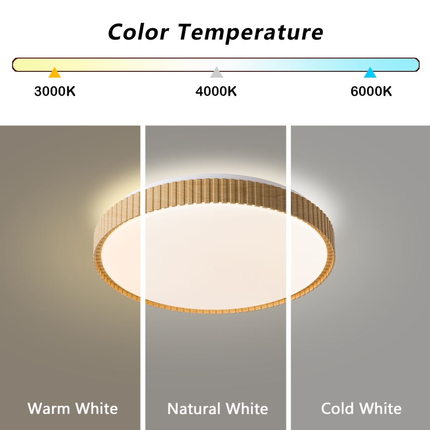Brilagi - Plafonieră LED dimabilă CORVO LED/72W/230V 3000-6000K decor lemn Ø 50 cm + telecomandă
