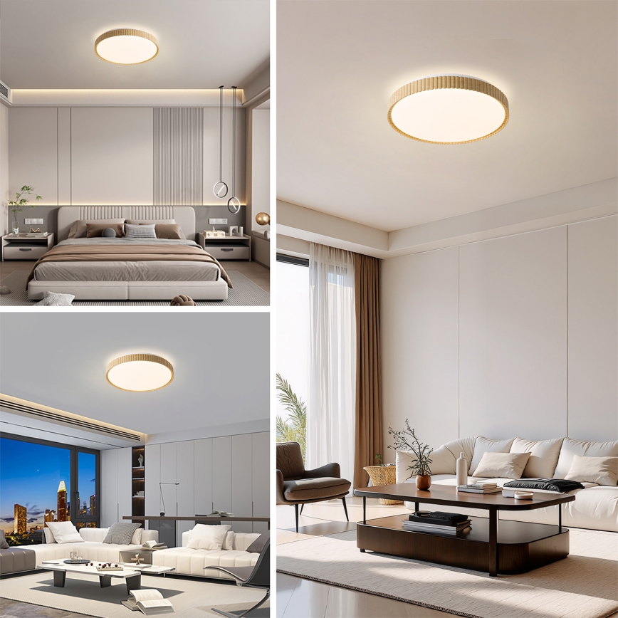Brilagi - Plafonieră LED dimabilă CORVO LED/72W/230V 3000-6000K decor lemn Ø 50 cm + telecomandă